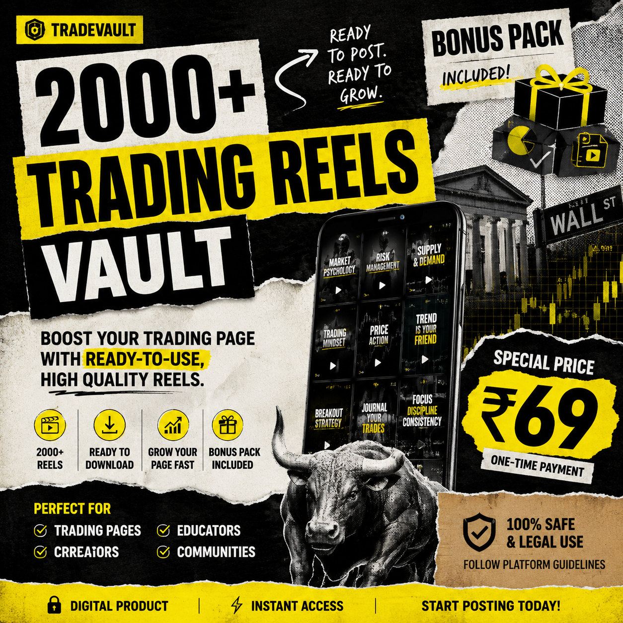 Trading Reels Vault — 2000+ Ready-to-Use Reels + Bonus Pack